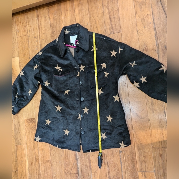 NWT new AVEC LES FILLES Felt Shirt Jacket In Black/tan Star from modesens/Anthro - Picture 13 of 14